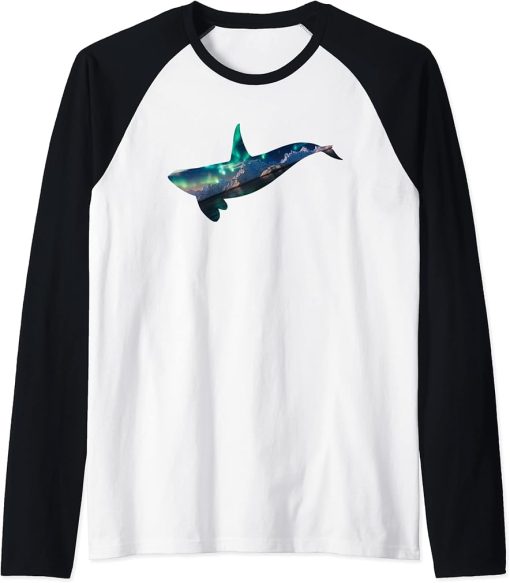 Orca Whale Alaska Raglan Baseball Tee