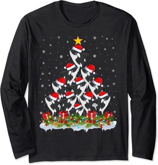 Orca Lover Xmas Tree Santa Christmas Orca Long Sleeve T-Shirt