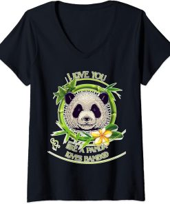 Womens Panda Bear Lover Like Pandas Love Bamboo I Love You V-Neck T-Shirt